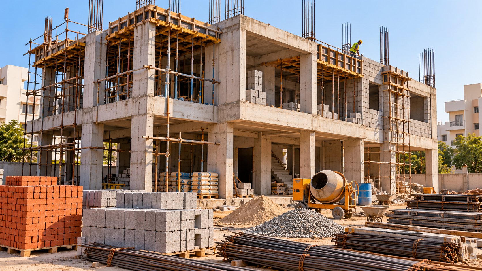 Indian building construction site